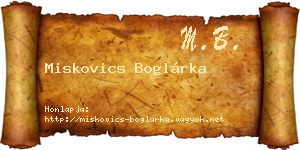 Miskovics Boglárka névjegykártya