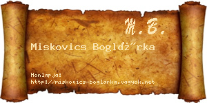 Miskovics Boglárka névjegykártya